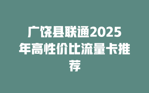 广饶县联通2025年高性价比流量卡推荐