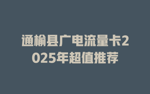 通榆县广电流量卡2025年超值推荐