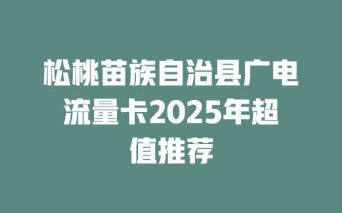 松桃苗族自治县广电流量卡2025年超值推荐
