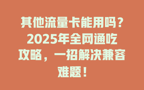其他流量卡能用吗？2025年全网通吃攻略，一招解决兼容难题！