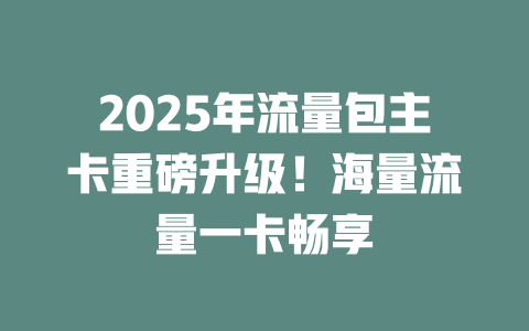 2025年流量包主卡重磅升级！海量流量一卡畅享