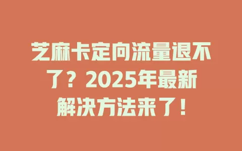 芝麻卡定向流量退不了？2025年最新解决方法来了！