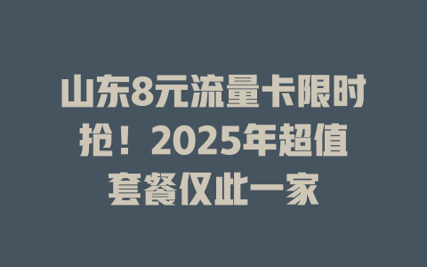 山东8元流量卡限时抢！2025年超值套餐仅此一家