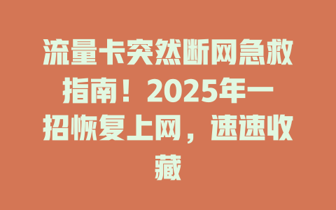 流量卡突然断网急救指南！2025年一招恢复上网，速速收藏