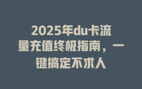 2025年du卡流量充值终极指南，一键搞定不求人