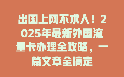 出国上网不求人！2025年最新外国流量卡办理全攻略，一篇文章全搞定