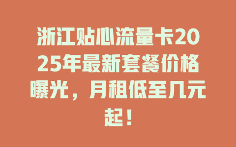 浙江贴心流量卡2025年最新套餐价格曝光，月租低至几元起！