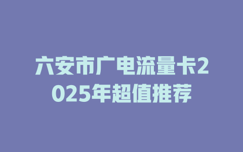 六安市广电流量卡2025年超值推荐