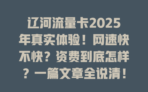 辽河流量卡2025年真实体验！网速快不快？资费到底怎样？一篇文章全说清！