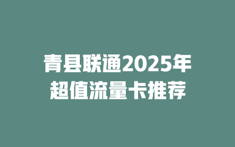 青县联通2025年超值流量卡推荐