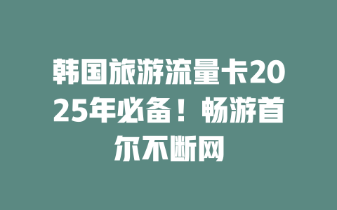 韩国旅游流量卡2025年必备！畅游首尔不断网