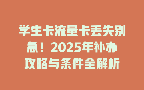 学生卡流量卡丢失别急！2025年补办攻略与条件全解析