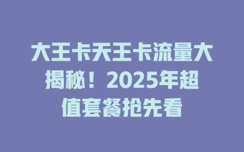 大王卡天王卡流量大揭秘！2025年超值套餐抢先看
