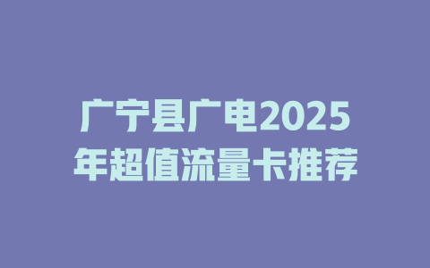 广宁县广电2025年超值流量卡推荐