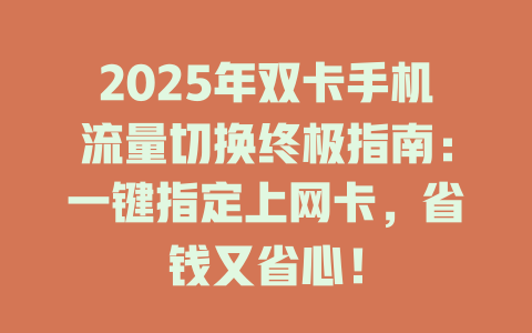 2025年双卡手机流量切换终极指南：一键指定上网卡，省钱又省心！
