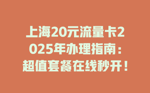 上海20元流量卡2025年办理指南：超值套餐在线秒开！