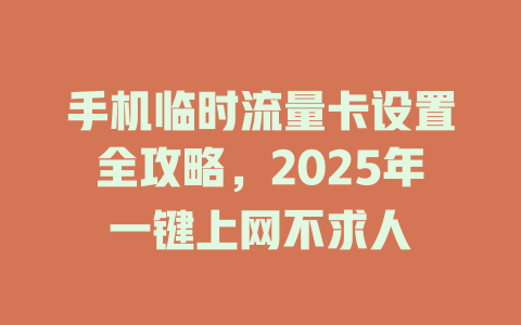 手机临时流量卡设置全攻略，2025年一键上网不求人