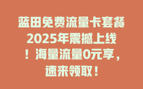 蓝田免费流量卡套餐2025年震撼上线！海量流量0元享，速来领取！
