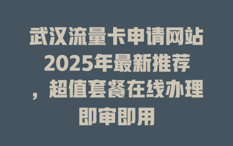 武汉流量卡申请网站2025年最新推荐，超值套餐在线办理即审即用