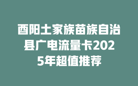 酉阳土家族苗族自治县广电流量卡2025年超值推荐