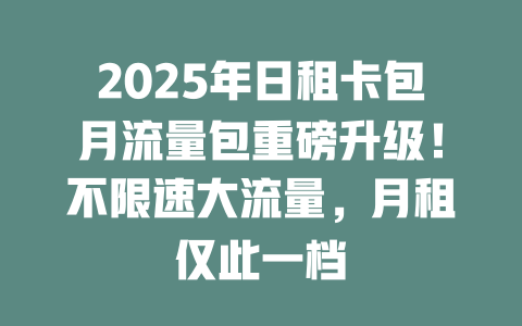 2025年日租卡包月流量包重磅升级！不限速大流量，月租仅此一档