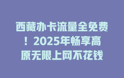 西藏办卡流量全免费！2025年畅享高原无限上网不花钱