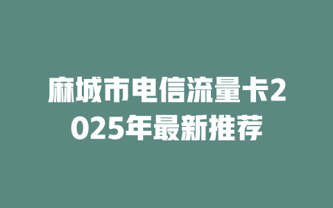 麻城市电信流量卡2025年最新推荐