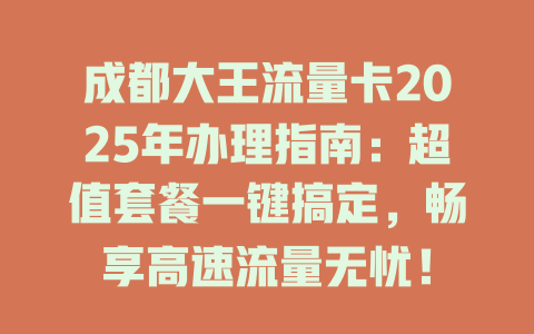 成都大王流量卡2025年办理指南：超值套餐一键搞定，畅享高速流量无忧！