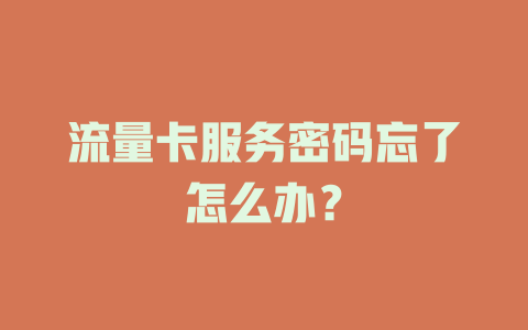 流量卡服务密码忘了怎么办？