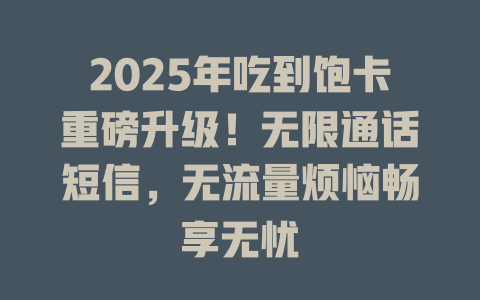 2025年吃到饱卡重磅升级！无限通话短信，无流量烦恼畅享无忧