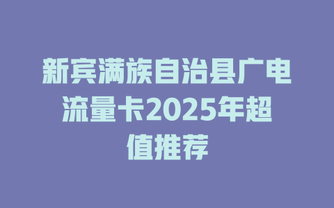 新宾满族自治县广电流量卡2025年超值推荐
