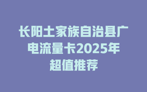长阳土家族自治县广电流量卡2025年超值推荐