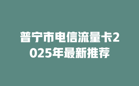 普宁市电信流量卡2025年最新推荐