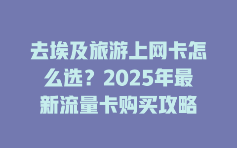 去埃及旅游上网卡怎么选？2025年最新流量卡购买攻略