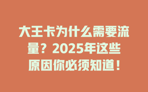 大王卡为什么需要流量？2025年这些原因你必须知道！