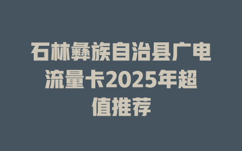石林彝族自治县广电流量卡2025年超值推荐