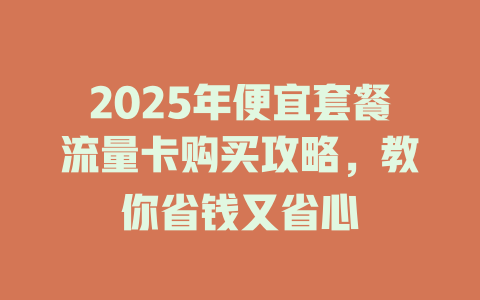 2025年便宜套餐流量卡购买攻略，教你省钱又省心