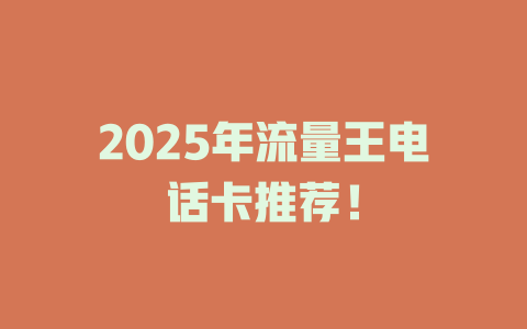2025年流量王电话卡推荐！