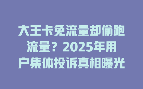 大王卡免流量却偷跑流量？2025年用户集体投诉真相曝光