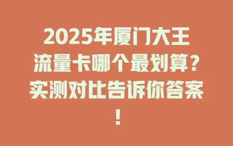 2025年厦门大王流量卡哪个最划算？实测对比告诉你答案！
