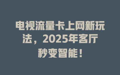 电视流量卡上网新玩法，2025年客厅秒变智能！