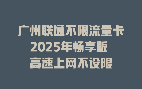 广州联通不限流量卡2025年畅享版 高速上网不设限