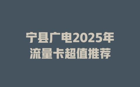 宁县广电2025年流量卡超值推荐