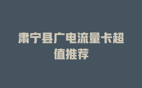 肃宁县广电流量卡超值推荐