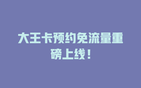 大王卡预约免流量重磅上线！