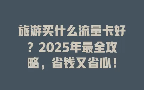 旅游买什么流量卡好？2025年最全攻略，省钱又省心！