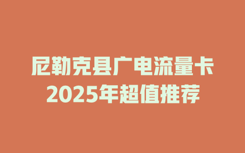 尼勒克县广电流量卡2025年超值推荐