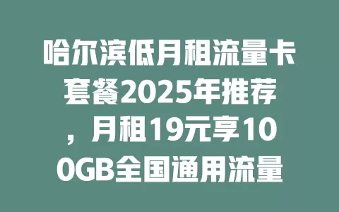 哈尔滨低月租流量卡套餐2025年推荐，月租19元享100GB全国通用流量！