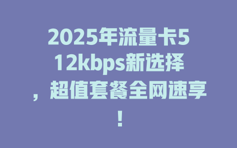 2025年流量卡512kbps新选择，超值套餐全网速享！