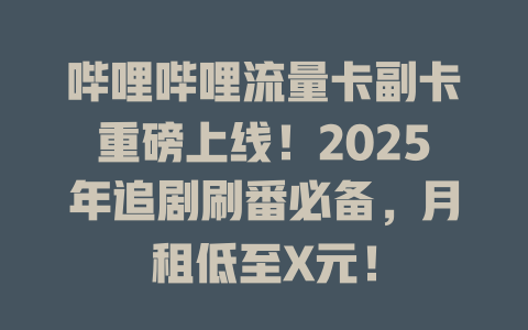 哔哩哔哩流量卡副卡重磅上线！2025年追剧刷番必备，月租低至X元！